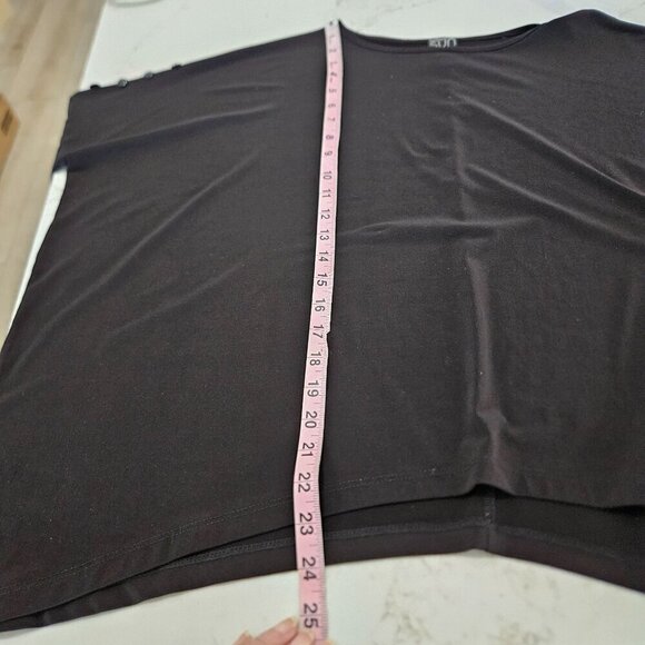 Clara Sunwoo Black Knit Top Dolman Sleeve Asymmetrical Pullover Button Detail - Picture 10 of 10